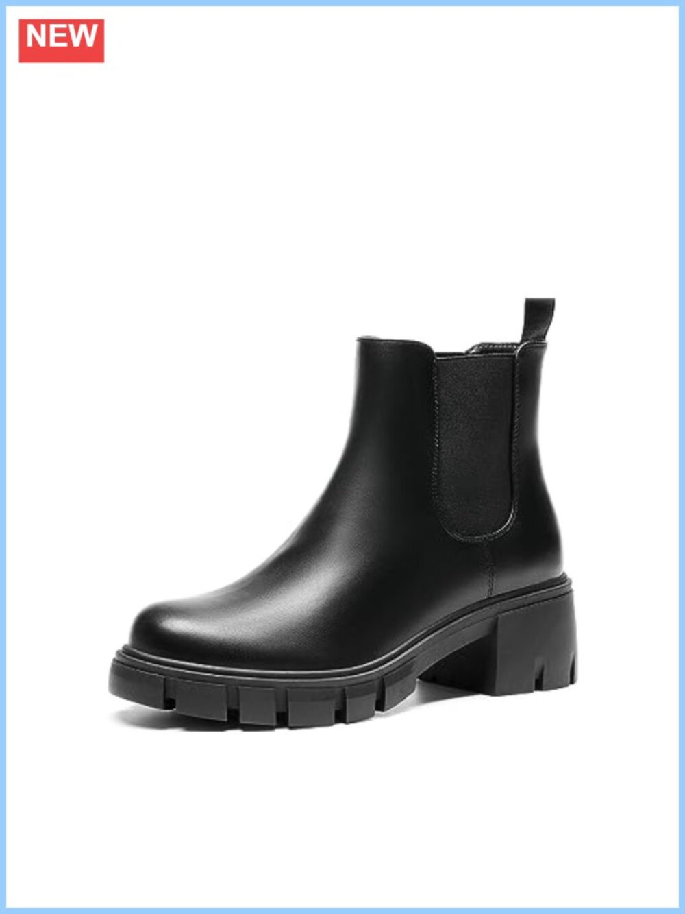 Women's Faux Leather Chelsea Ankle Boots Chunky Block Heel